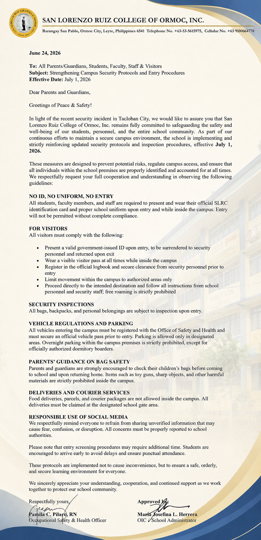 Strengthening Campus Security Protocols And Entry Procedures